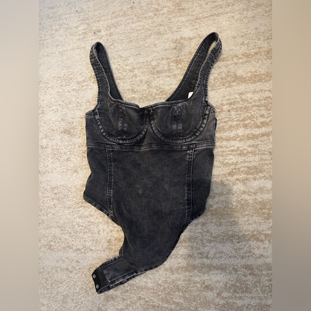 Diesel black denim bustier/corset bodysuit
